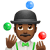 🤹🏾‍♂️ man juggling: medium-dark skin tone display on Apple